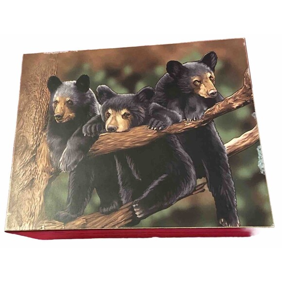 Wooden Box  Bear Family Nature Scene Keepsake Gift Quote Love Notes Bronson MO - Picture 1 of 14